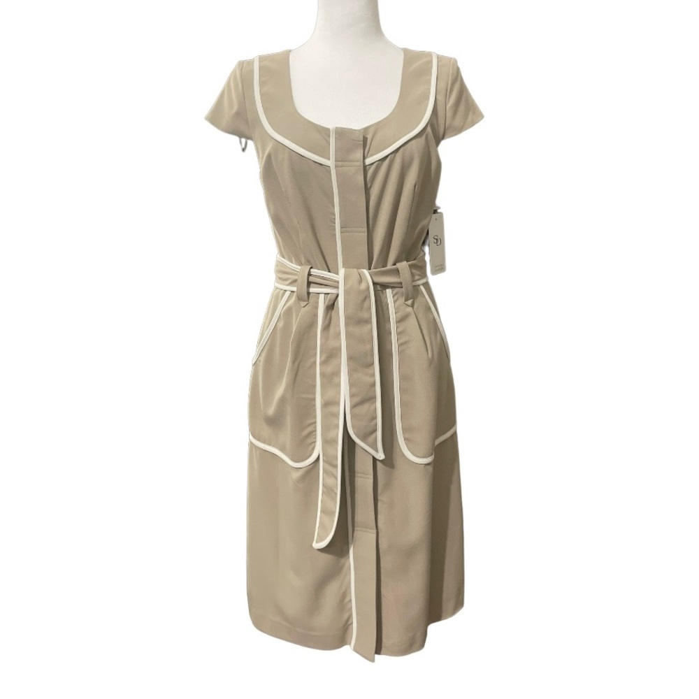 NWT Sandra Darren cream belted dress.  Size 6